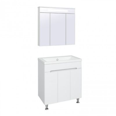 Комплект мебели для ванной Руно Runo Парма 75 /3 двери/ напольный белый