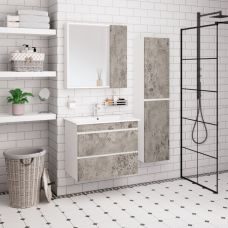 Комплект мебели для ванной Руно Runo Манхэттен 75 /серый бетон/ подвесной